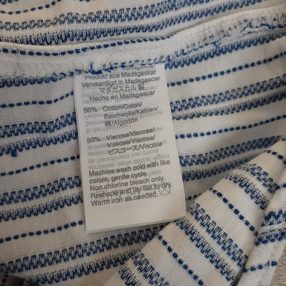 J. Crew Factory Women's Size XXL White Blue Stripe Tie Sleeve Button Up Shirt - Picture 7 of 14